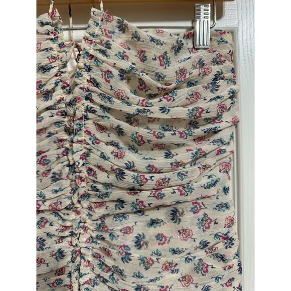 Zara women's beige floral ruched mini halter dress size XS - Picture 3 of 6